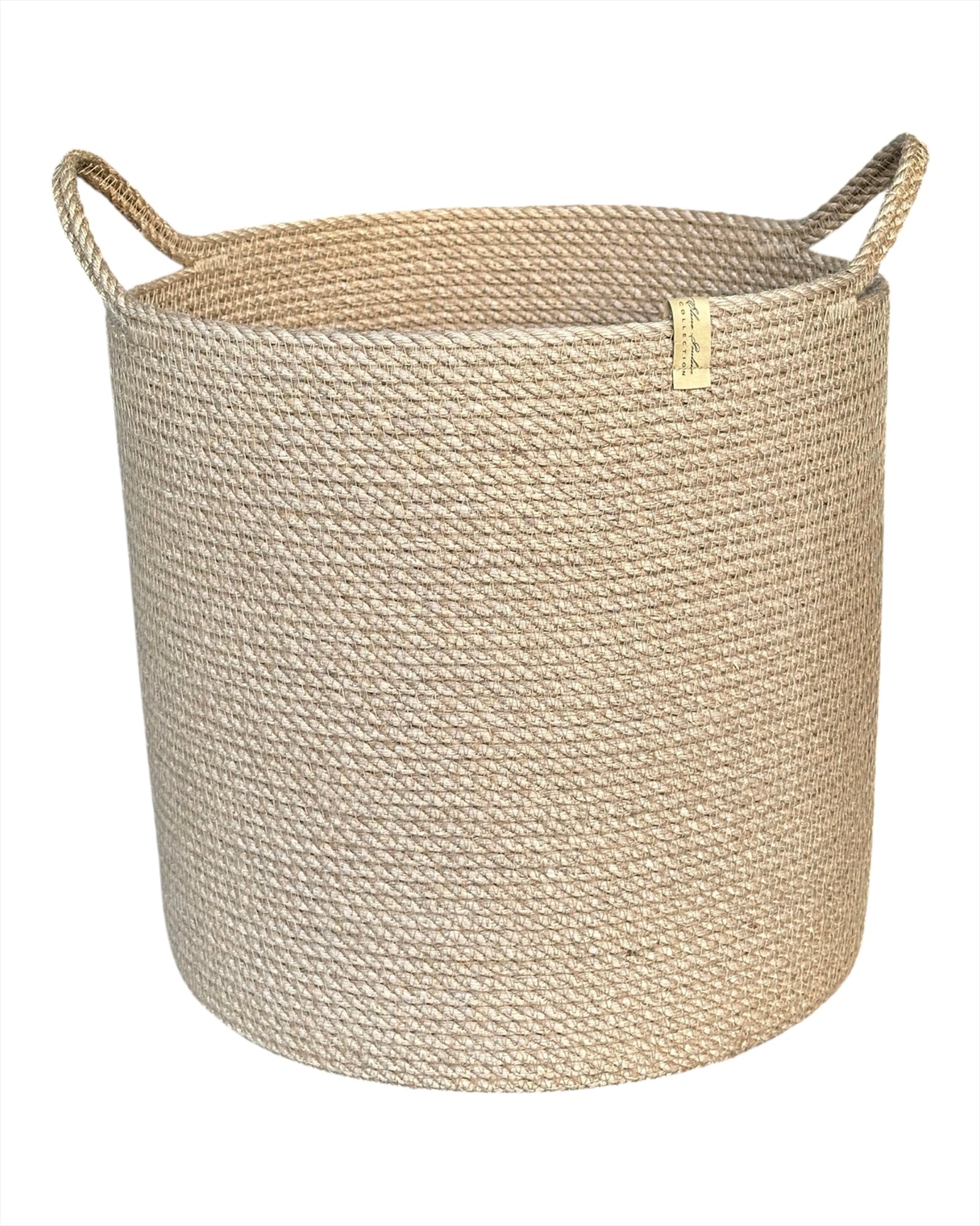 Naturlig jute kurv, perfekt til opbevaring af tæpper, tøj eller legetøj.