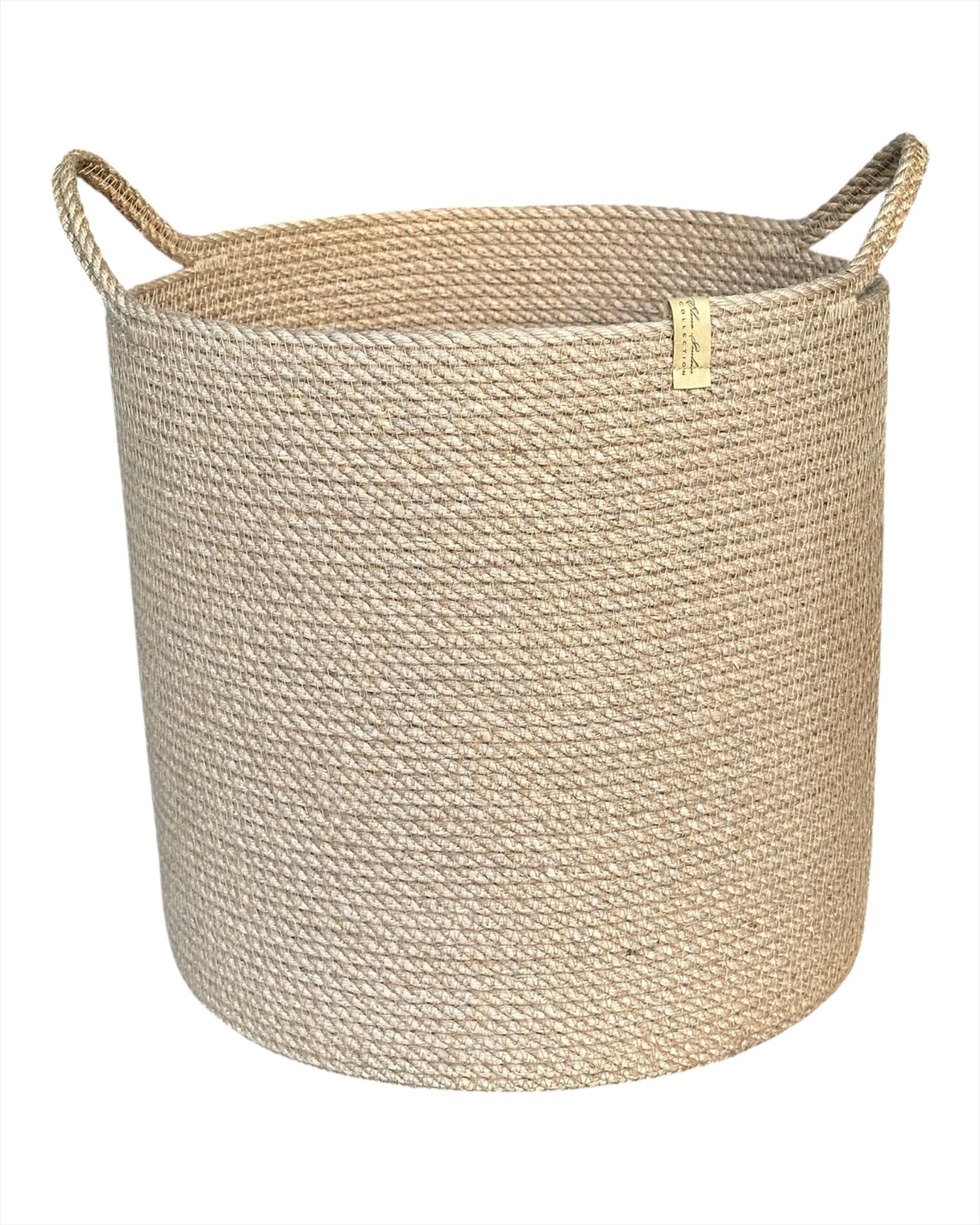 Naturlig jute kurv, perfekt til opbevaring af tæpper, tøj eller legetøj.